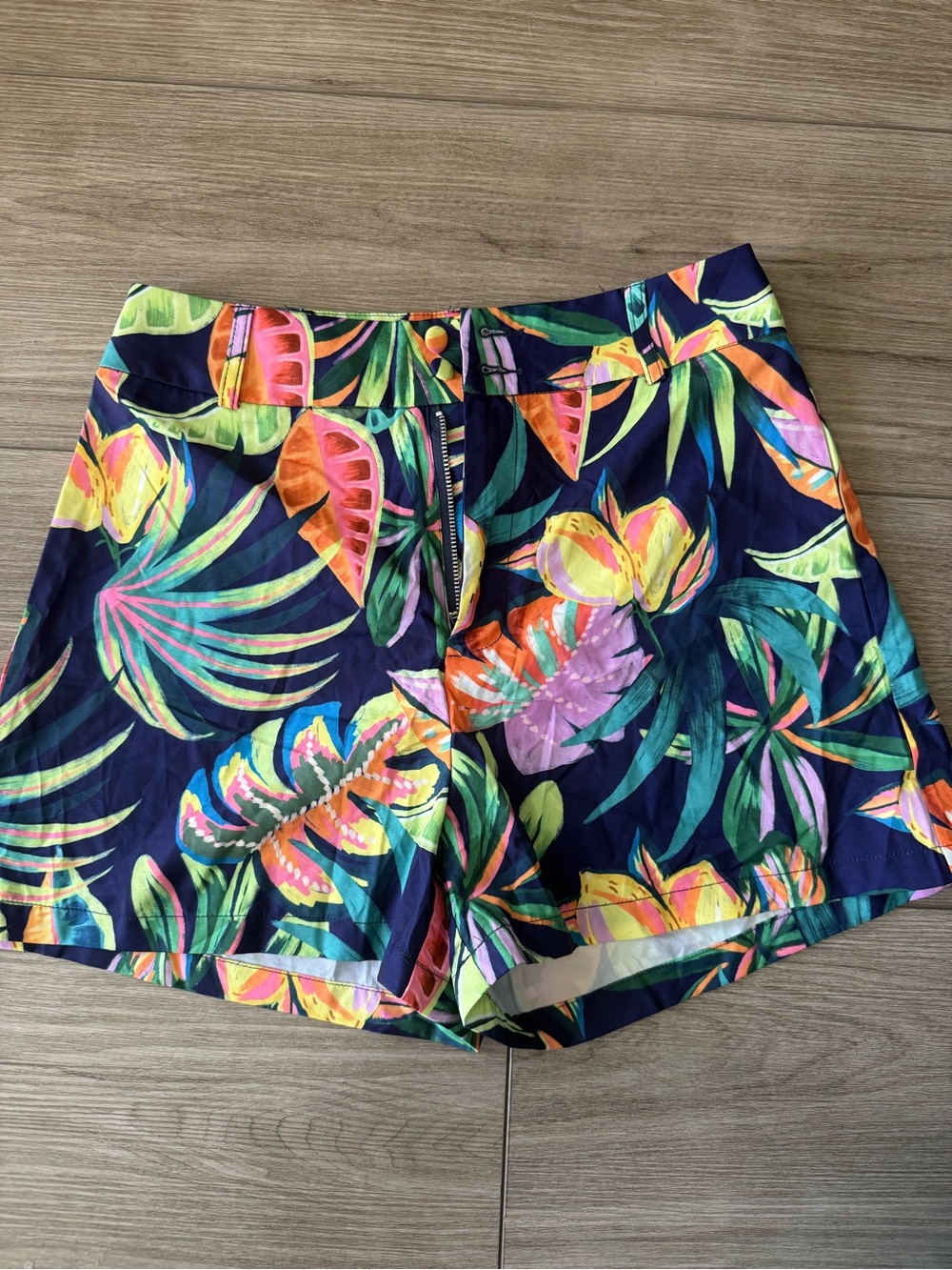 SHEIN Navy Tropical Floral High-Rise Shorts